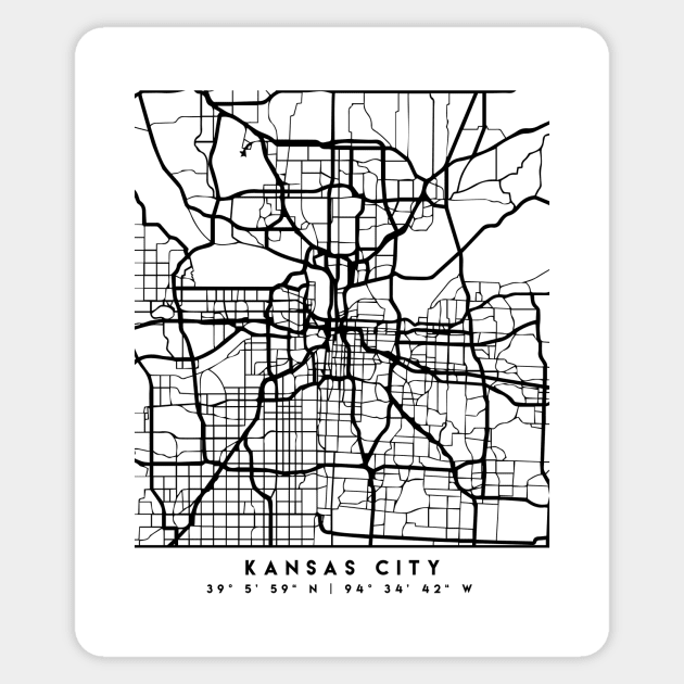 KANSAS CITY MISSOURI BLACK CITY STREET MAP ART Sticker by deificusArt